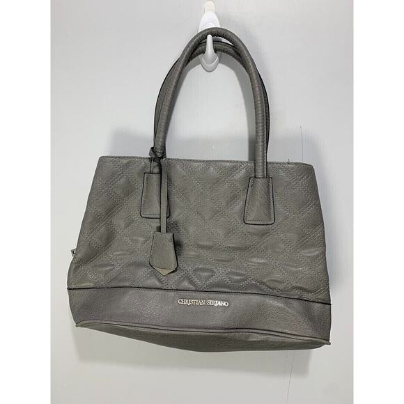 Christian Siriano Gray Quilted Leather Tote Bag With Double Handles - Picture 1 of 4